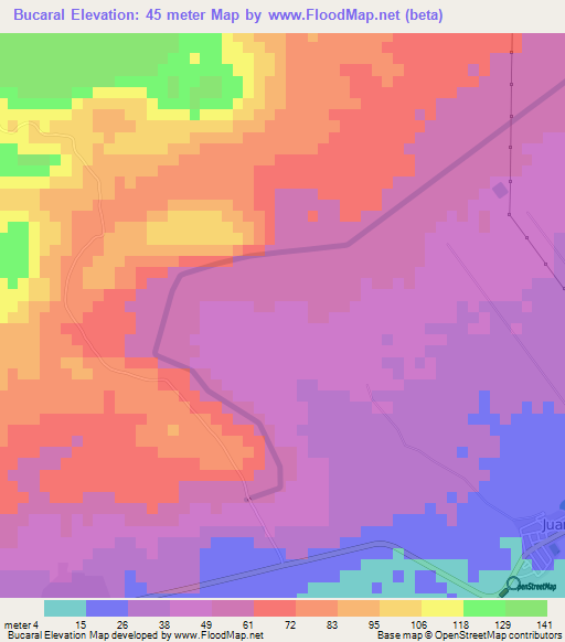 Bucaral,Dominican Republic Elevation Map