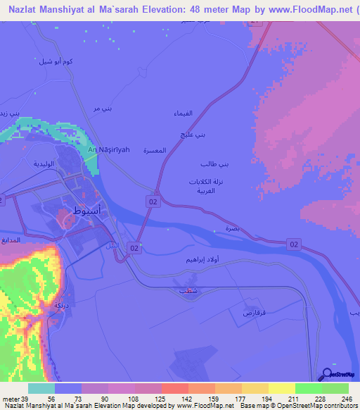 Nazlat Manshiyat al Ma`sarah,Egypt Elevation Map