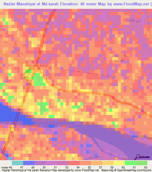 Nazlat Manshiyat al Ma`sarah,Egypt Elevation Map