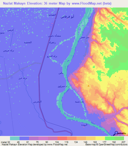 Nazlat Makayn,Egypt Elevation Map