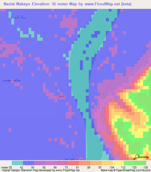 Nazlat Makayn,Egypt Elevation Map