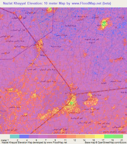 Nazlat Khayyal,Egypt Elevation Map