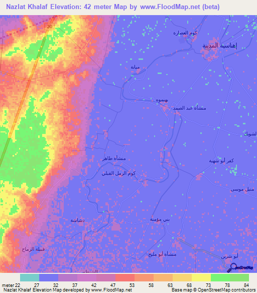 Nazlat Khalaf,Egypt Elevation Map