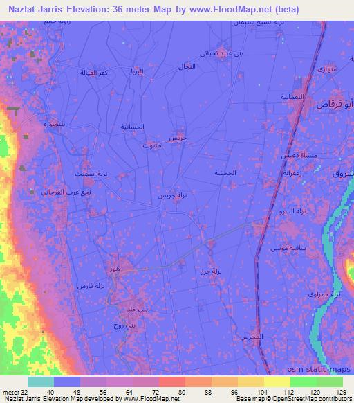 Nazlat Jarris,Egypt Elevation Map