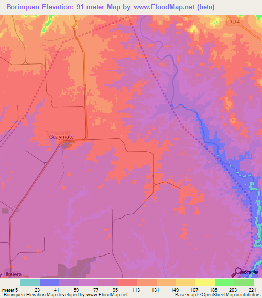 Borinquen,Dominican Republic Elevation Map