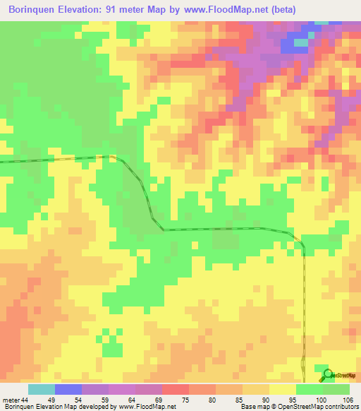 Borinquen,Dominican Republic Elevation Map