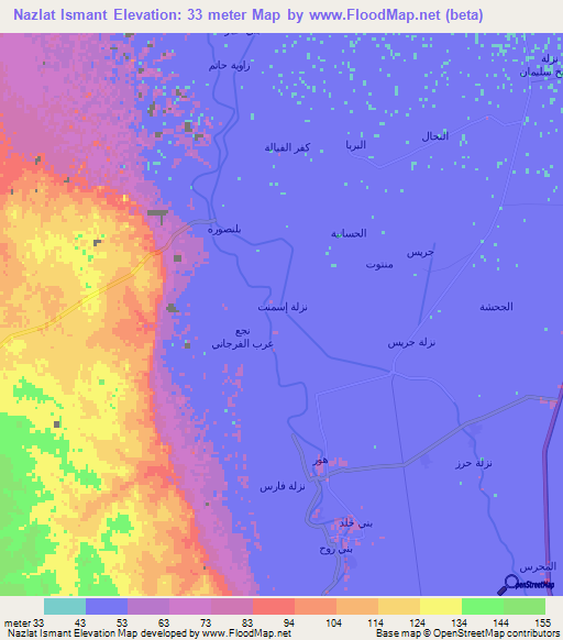 Nazlat Ismant,Egypt Elevation Map