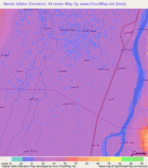 Nazlat Iqfahs,Egypt Elevation Map