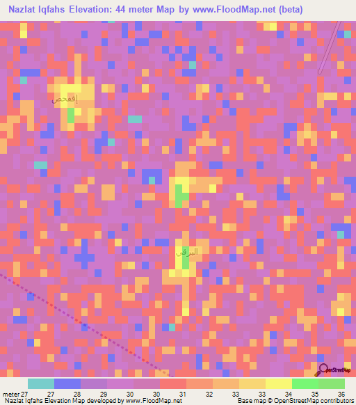 Nazlat Iqfahs,Egypt Elevation Map