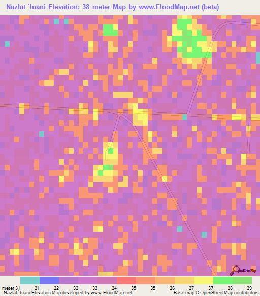 Nazlat `Inani,Egypt Elevation Map