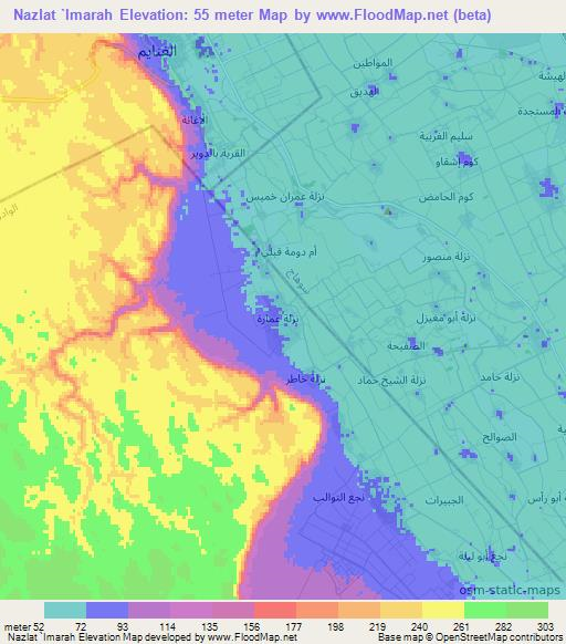 Nazlat `Imarah,Egypt Elevation Map