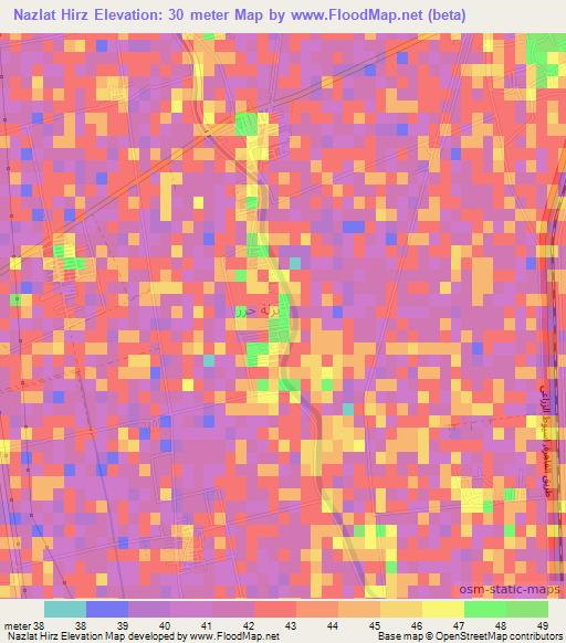 Nazlat Hirz,Egypt Elevation Map