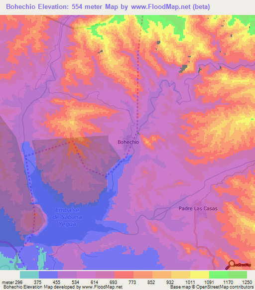 Bohechio,Dominican Republic Elevation Map