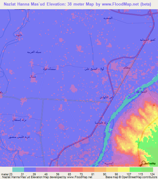 Nazlat Hanna Mas`ud,Egypt Elevation Map