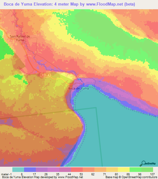 Boca de Yuma,Dominican Republic Elevation Map