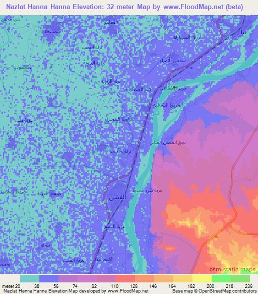 Nazlat Hanna Hanna,Egypt Elevation Map