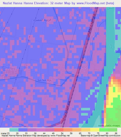 Nazlat Hanna Hanna,Egypt Elevation Map