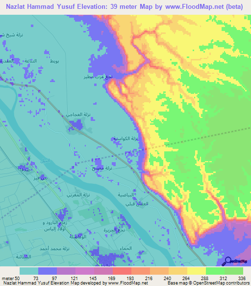 Nazlat Hammad Yusuf,Egypt Elevation Map