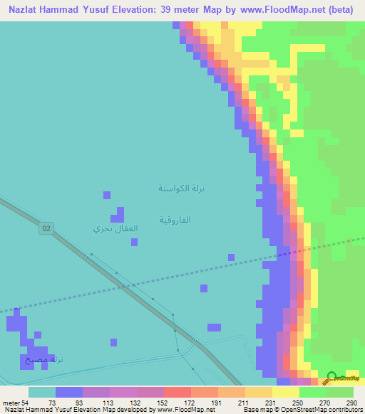 Nazlat Hammad Yusuf,Egypt Elevation Map