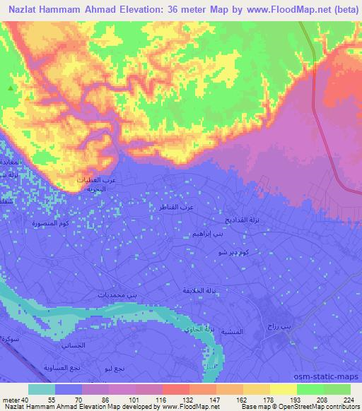 Nazlat Hammam Ahmad,Egypt Elevation Map