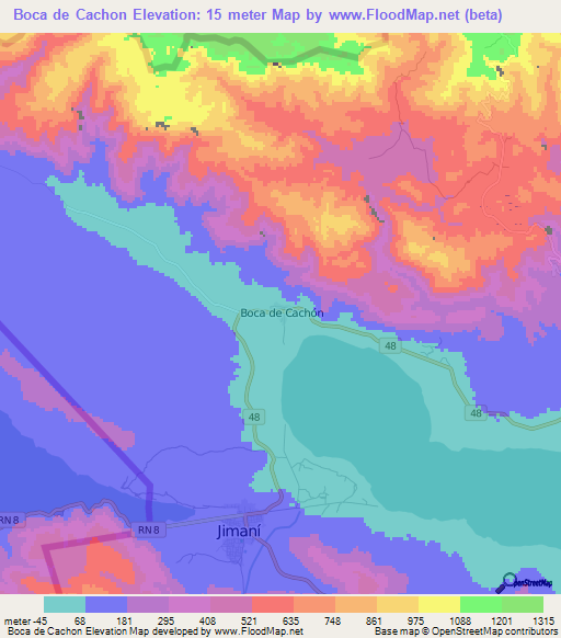 Boca de Cachon,Dominican Republic Elevation Map