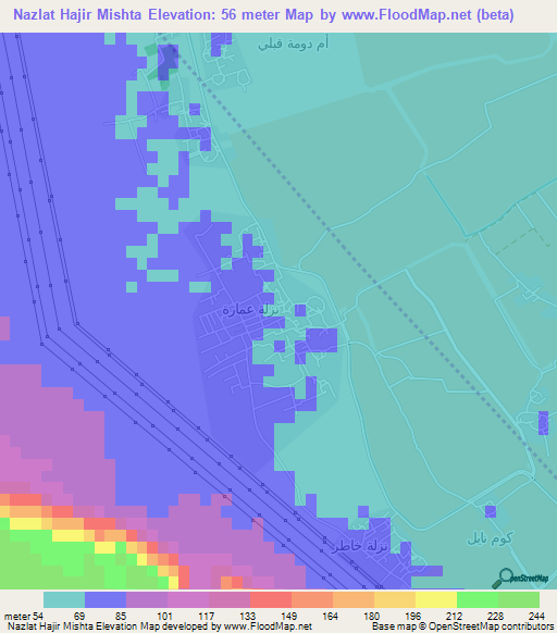 Nazlat Hajir Mishta,Egypt Elevation Map