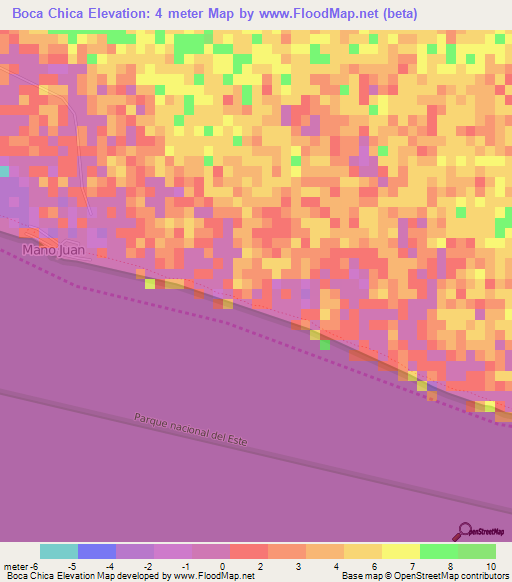 Boca Chica,Dominican Republic Elevation Map