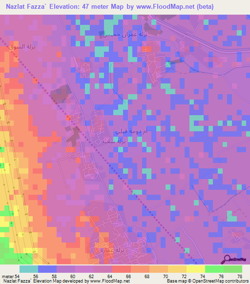 Nazlat Fazza`,Egypt Elevation Map