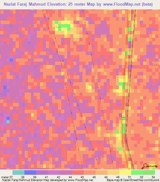 Nazlat Faraj Mahmud,Egypt Elevation Map