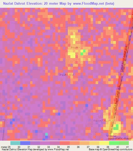 Nazlat Dahrut,Egypt Elevation Map