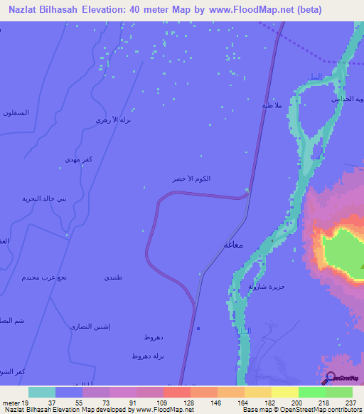 Nazlat Bilhasah,Egypt Elevation Map