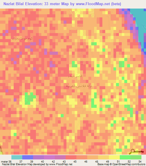 Nazlat Bilal,Egypt Elevation Map