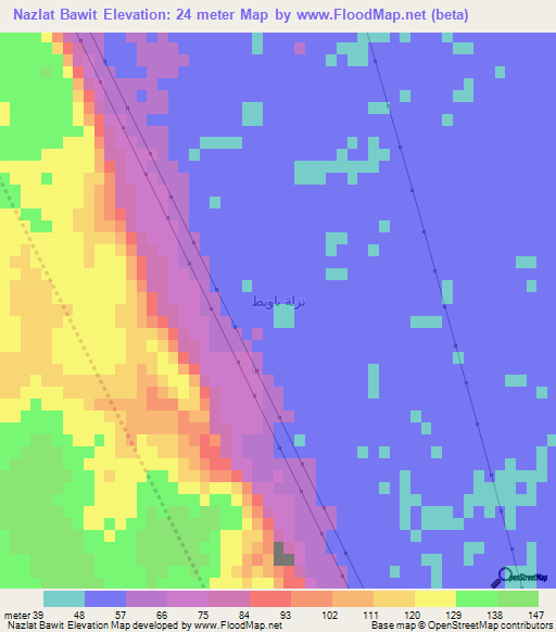 Nazlat Bawit,Egypt Elevation Map