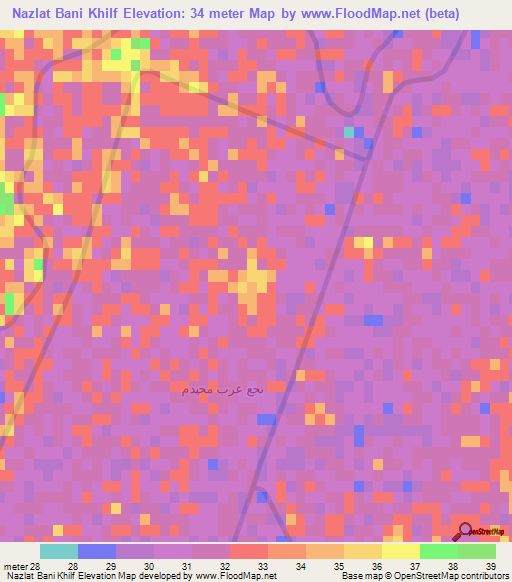 Nazlat Bani Khilf,Egypt Elevation Map