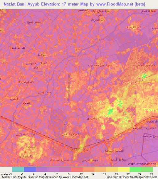 Nazlat Bani Ayyub,Egypt Elevation Map