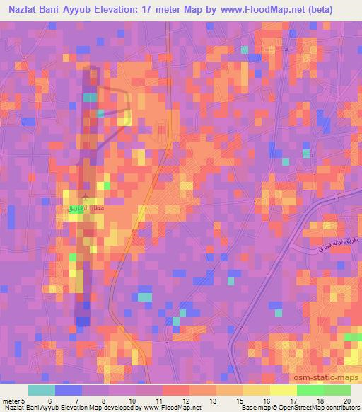 Nazlat Bani Ayyub,Egypt Elevation Map