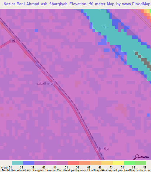 Nazlat Bani Ahmad ash Sharqiyah,Egypt Elevation Map