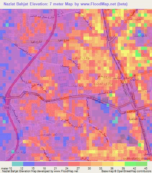 Nazlat Bahjat,Egypt Elevation Map