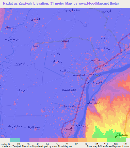 Nazlat az Zawiyah,Egypt Elevation Map