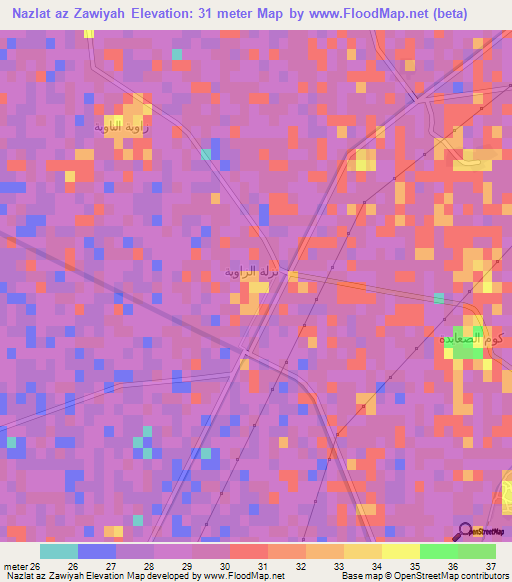 Nazlat az Zawiyah,Egypt Elevation Map