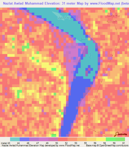 Nazlat Awlad Muhammad,Egypt Elevation Map