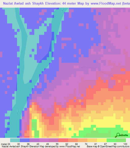 Nazlat Awlad ash Shaykh,Egypt Elevation Map