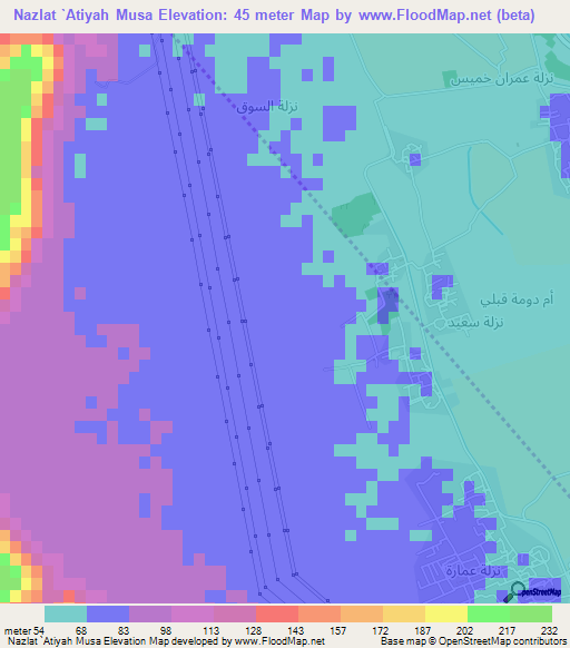 Nazlat `Atiyah Musa,Egypt Elevation Map