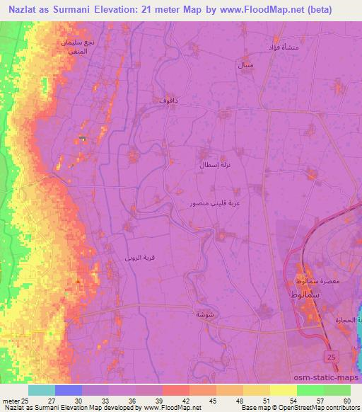 Nazlat as Surmani,Egypt Elevation Map