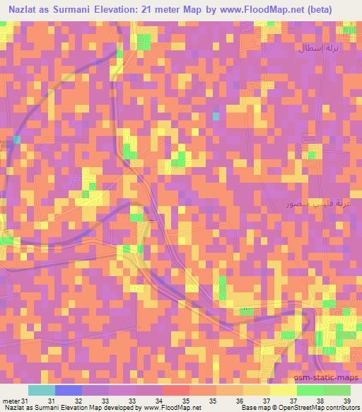 Nazlat as Surmani,Egypt Elevation Map