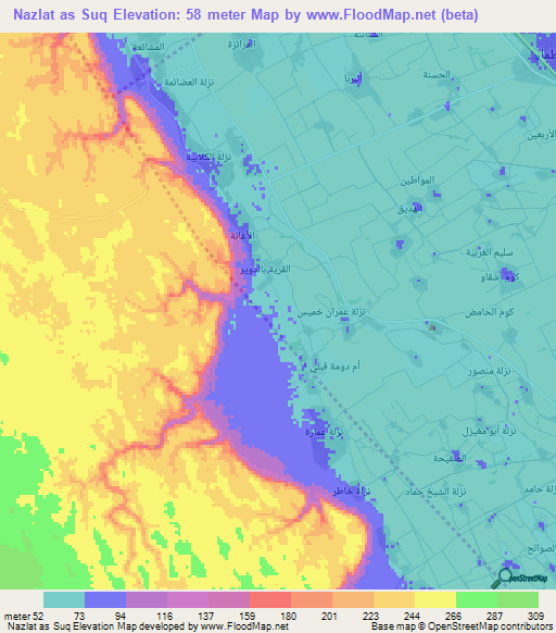 Nazlat as Suq,Egypt Elevation Map