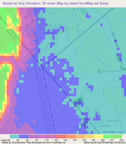 Nazlat as Suq,Egypt Elevation Map