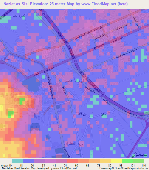 Nazlat as Sisi,Egypt Elevation Map