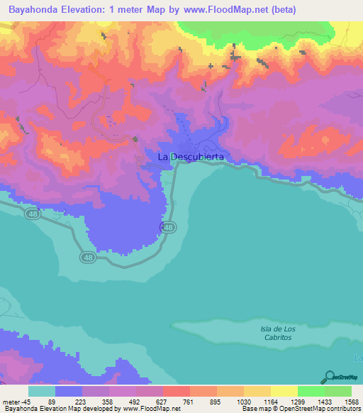 Bayahonda,Dominican Republic Elevation Map