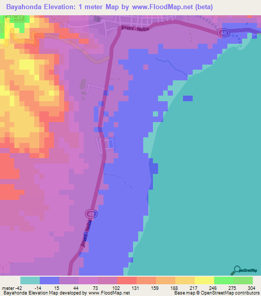 Bayahonda,Dominican Republic Elevation Map